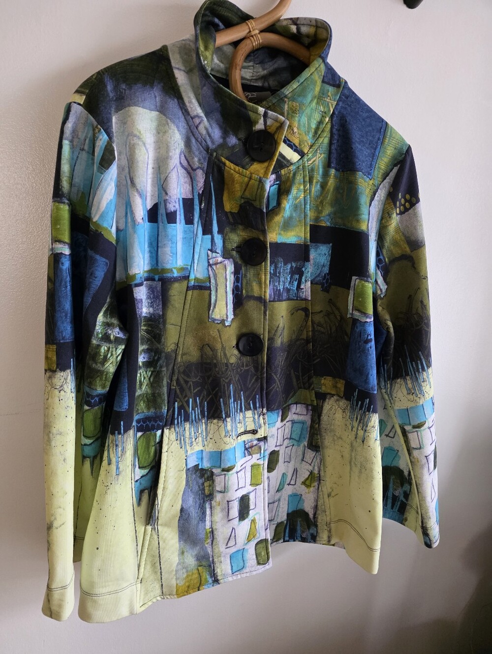 Dolcezza XL Jacket, "Simply Art" Button Front Knit Jacket.